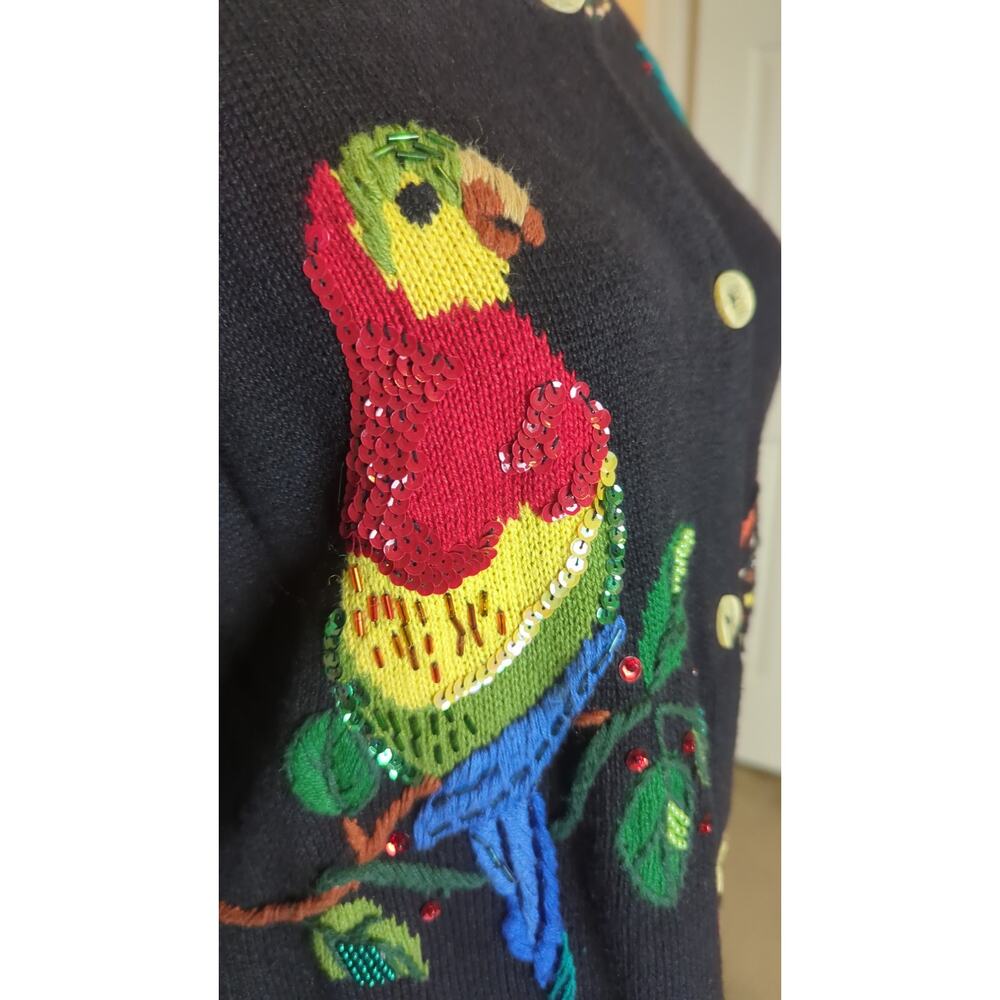 90's Maximalists Playful Art to Wear Button-down Knit Cardigan Women's XL - Picture 3 of 9